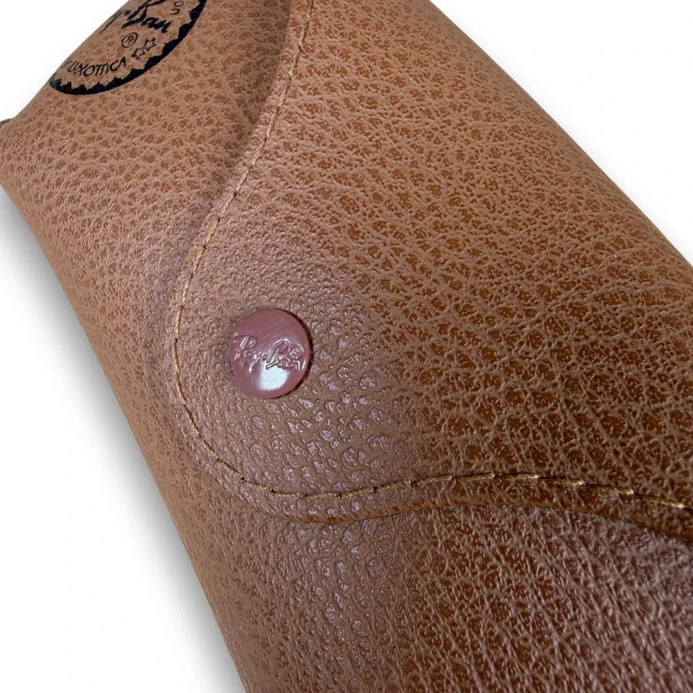 Vintage Ray Ban Brown Faux Leather Snap Button Sunglass‎ Case Eyeglass Holder
